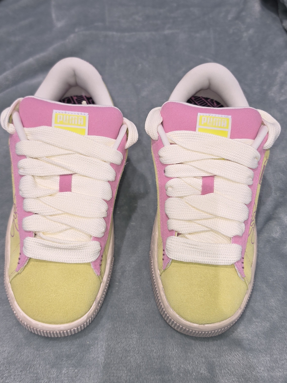Puma Kids' Pink and Yellow Low-Top Sneakers